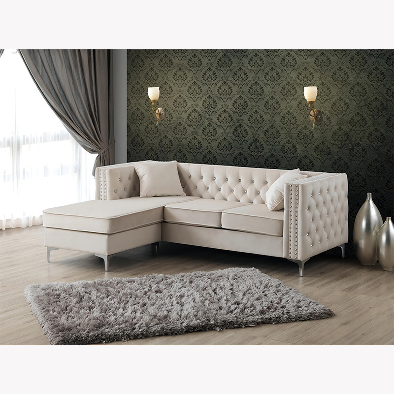 Electric Adjustable Sofa Convertible Bed Velvet Upholstered L Shape King Size Sofa Cum Bed