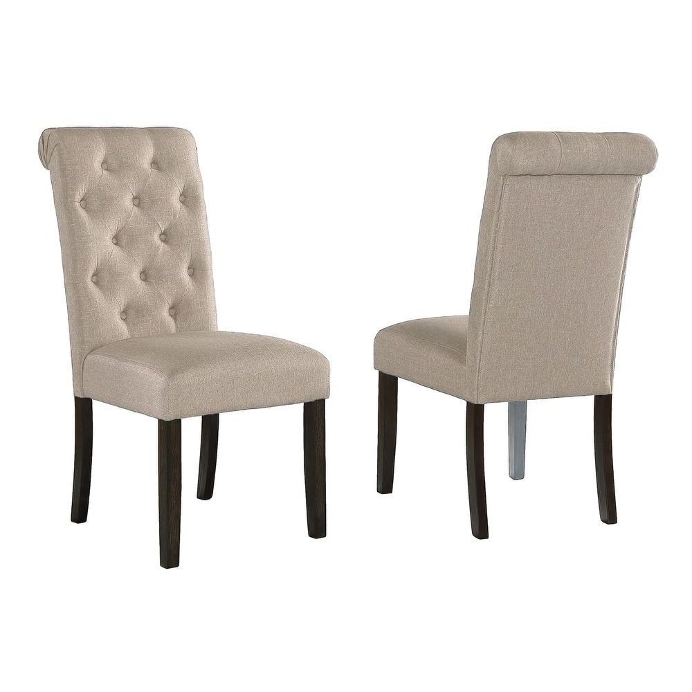 Mid Century Modern High Back Upholstered Hotel Dining Chairs Set Of 2 Fabric Dining Chairs with Cooper Nails