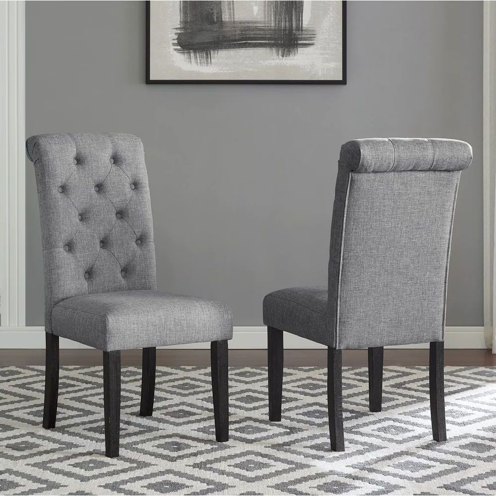 Mid Century Modern High Back Upholstered Hotel Dining Chairs Set Of 2 Fabric Dining Chairs with Cooper Nails