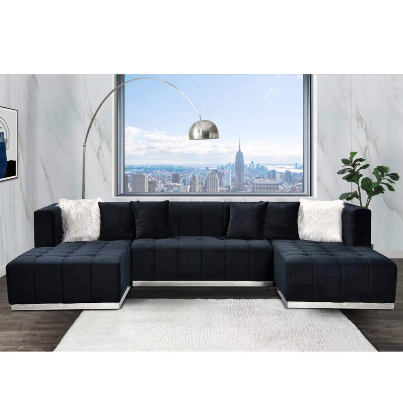 Modern Velvet Sofa Set Furniture Luxury Sectional Sofa Living Room Furniture Sofa Modern Seats Living Room Corner Double Chaise