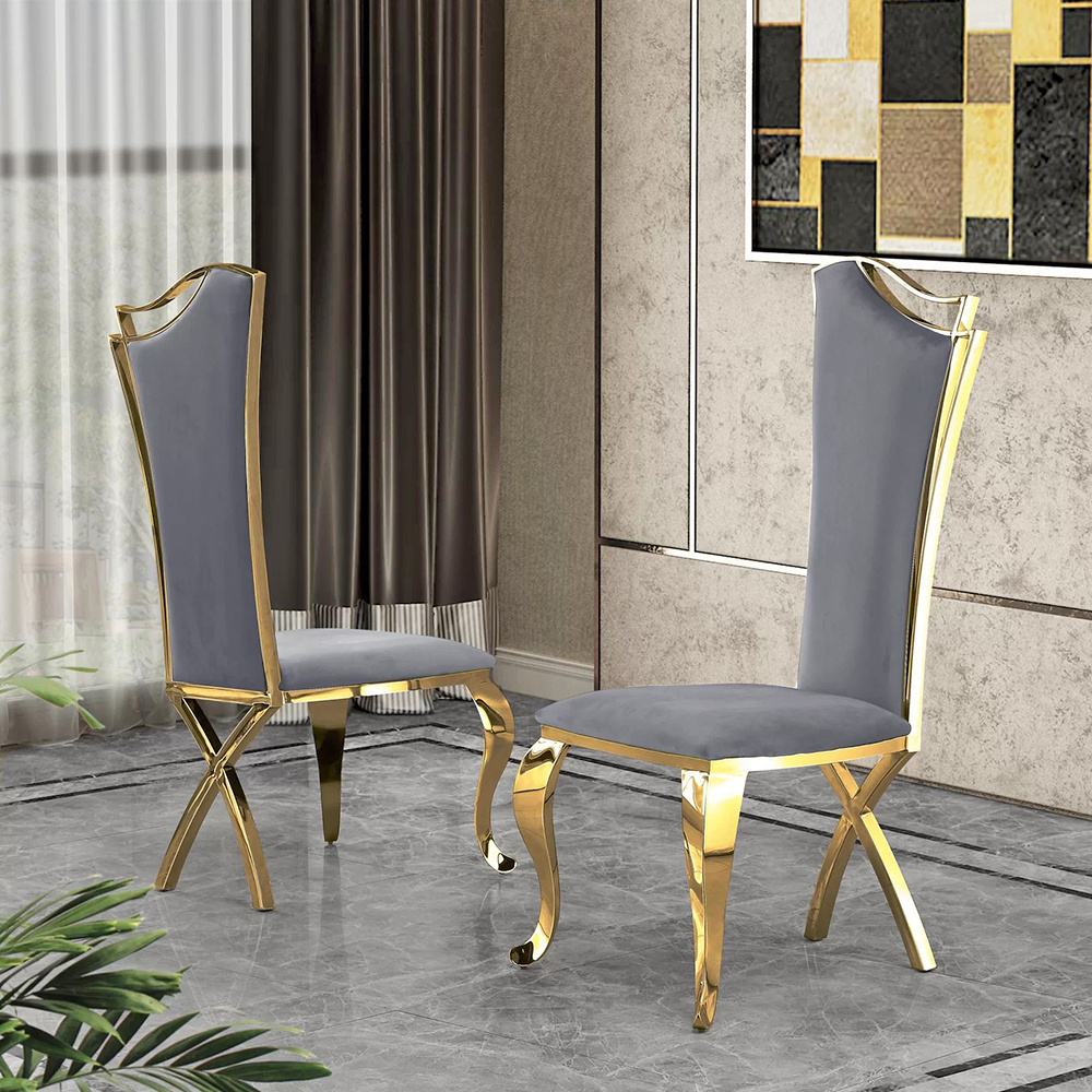 Chesterfield Velvet High Back Dining Chair Modern Luxury Metal Sillas De Comedor Black and Gold Velvet Dining Chair Set of 4