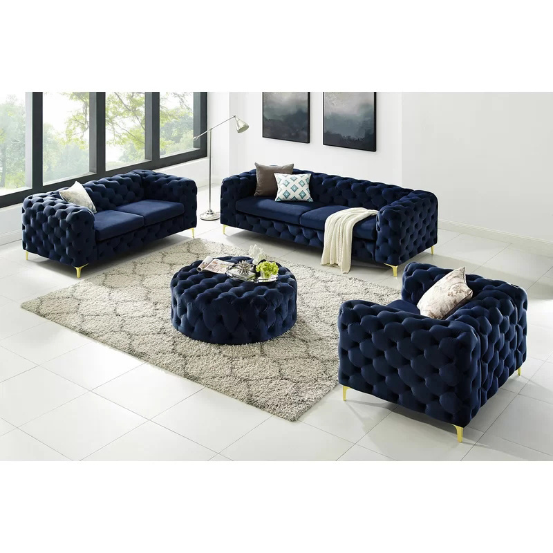 Wholesale Factory Modern Design Luxury Upholstered Furniture Velvet Fabric Sets Couch Living Room Sofas Set