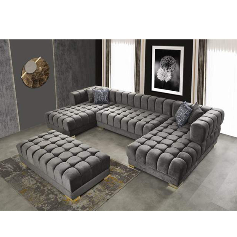 Modern Velvet Sofa Set Furniture Luxury Sectional Sofa Living Room Furniture Sofa Modern Seats Living Room Corner Double Chaise