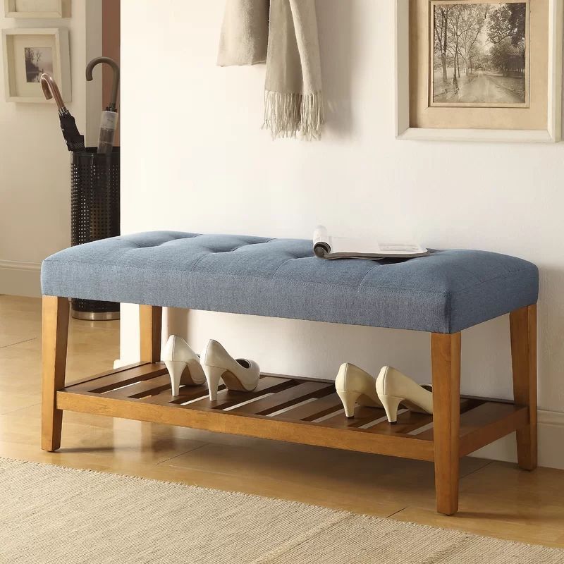 Entryway Bench with Shoe Storage Nordic Classic Padded Bamboo Wooden Shoe Rack Storage Bench