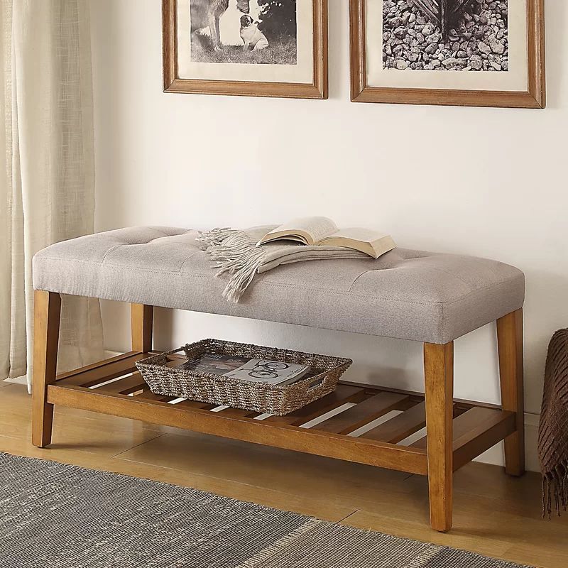 Entryway Bench with Shoe Storage Nordic Classic Padded Bamboo Wooden Shoe Rack Storage Bench