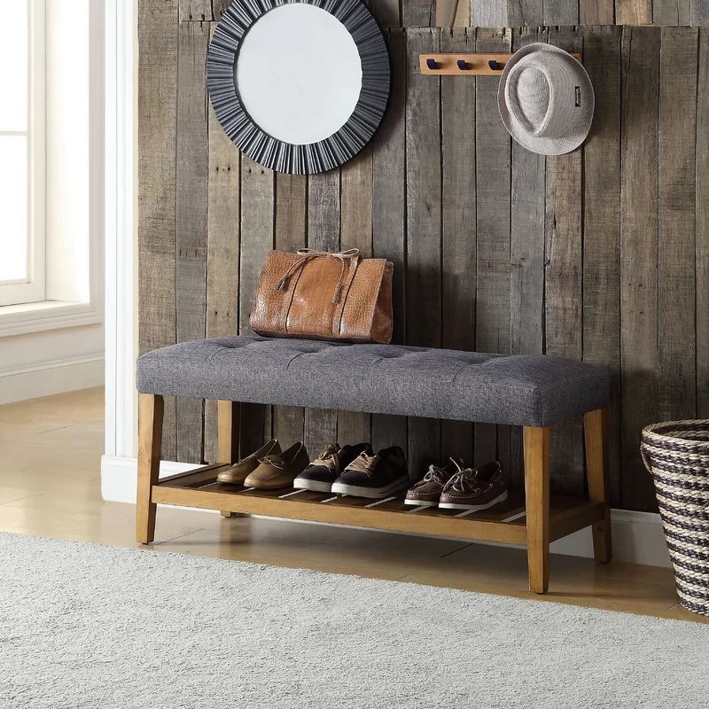 Entryway Bench with Shoe Storage Nordic Classic Padded Bamboo Wooden Shoe Rack Storage Bench