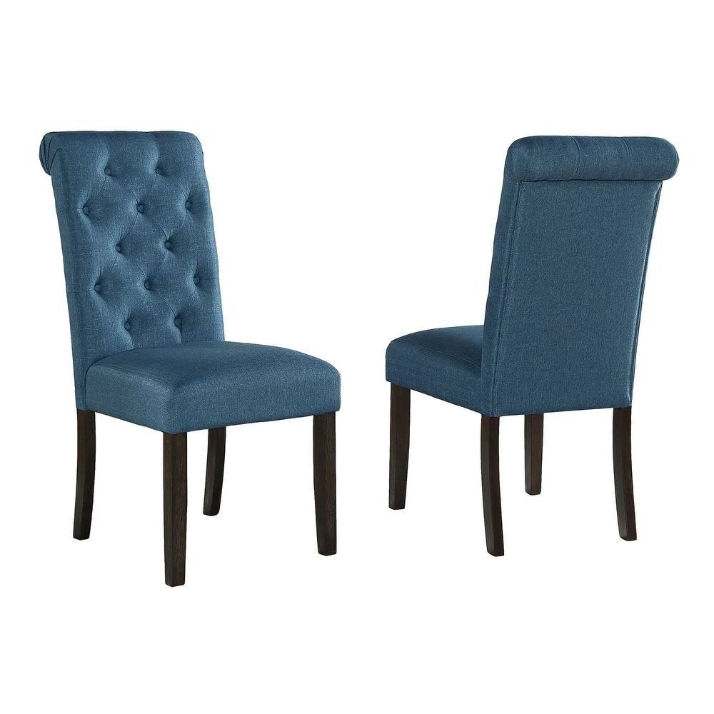 Mid Century Modern High Back Upholstered Hotel Dining Chairs Set Of 2 Fabric Dining Chairs with Cooper Nails