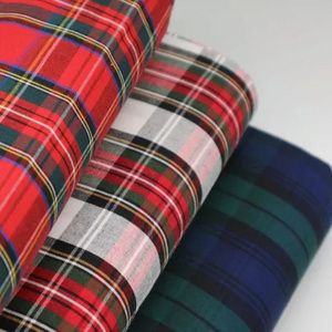 Factory Custom Single Peach Brushed Twill Yarn Dyed Woven Plaid Fabric TC Flannel Fabric for Shirt