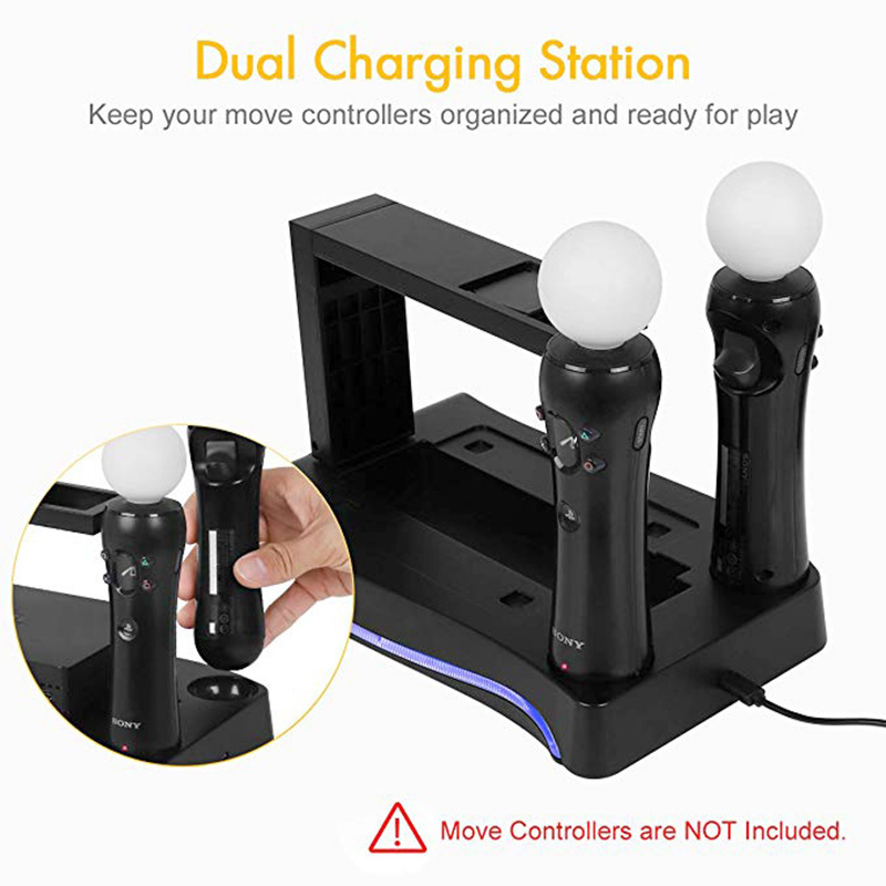 for PS4 PS Move VR PSVR LED Storage Stand 2 Charging Ports Headset Holder CUH-ZVR2 2th Bracket for  Playstation 4 Accessories