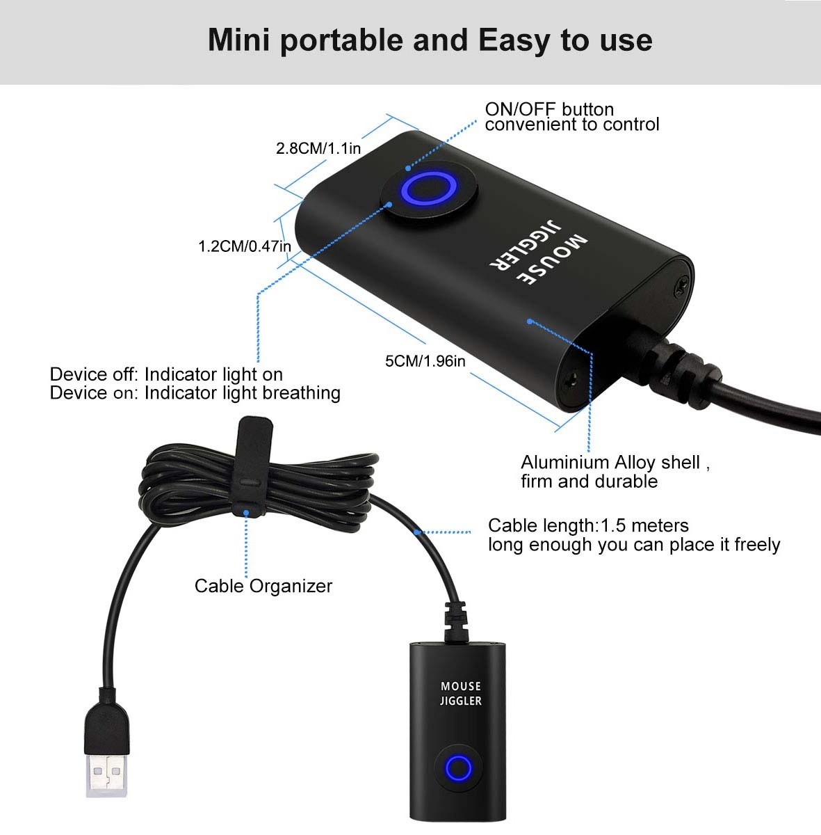 USB Mouse Jiggler Mouse Mover with Random movement, On/Off Switch Keeps Computer Awake,Driver-Free