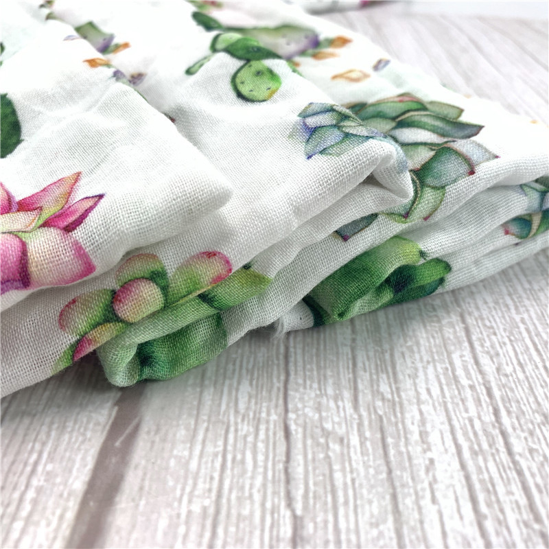 No MOQ custom digital printing cotton bamboo gauze muslin fabric for baby blanket