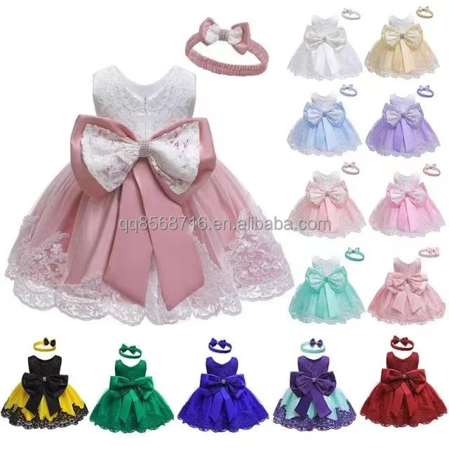 Girl Dress Princess Skirt 2023 New Satin Lace Patchwork Color Dress Children Summer Short Ball Gown OEM Chiffon Floral Printed