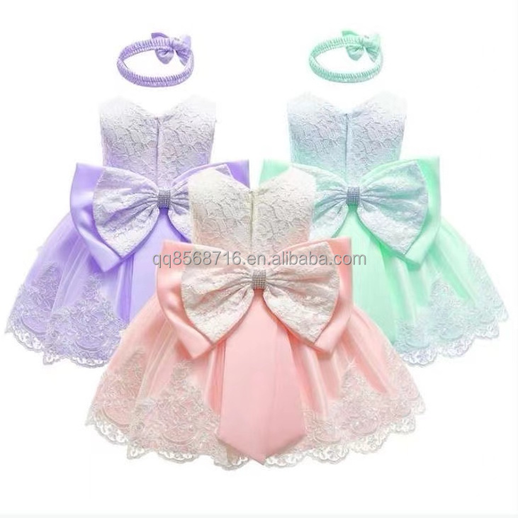 Girl Dress Princess Skirt 2023 New Satin Lace Patchwork Color Dress Children Summer Short Ball Gown OEM Chiffon Floral Printed