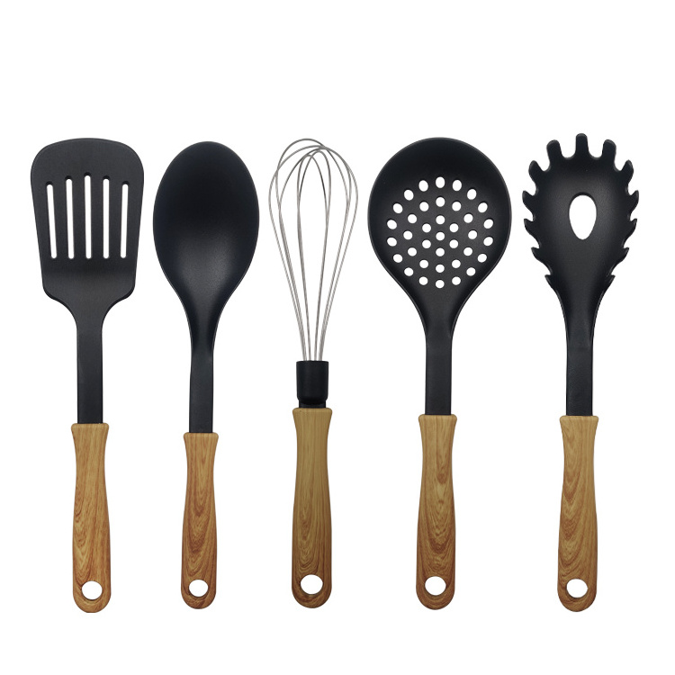 5 PC In 1 Set Kitchenware Kit Cooking Accessories Nylon Kitchen Utensil Spatula Wooden Handles Kitchen Supplies Cooking Tools