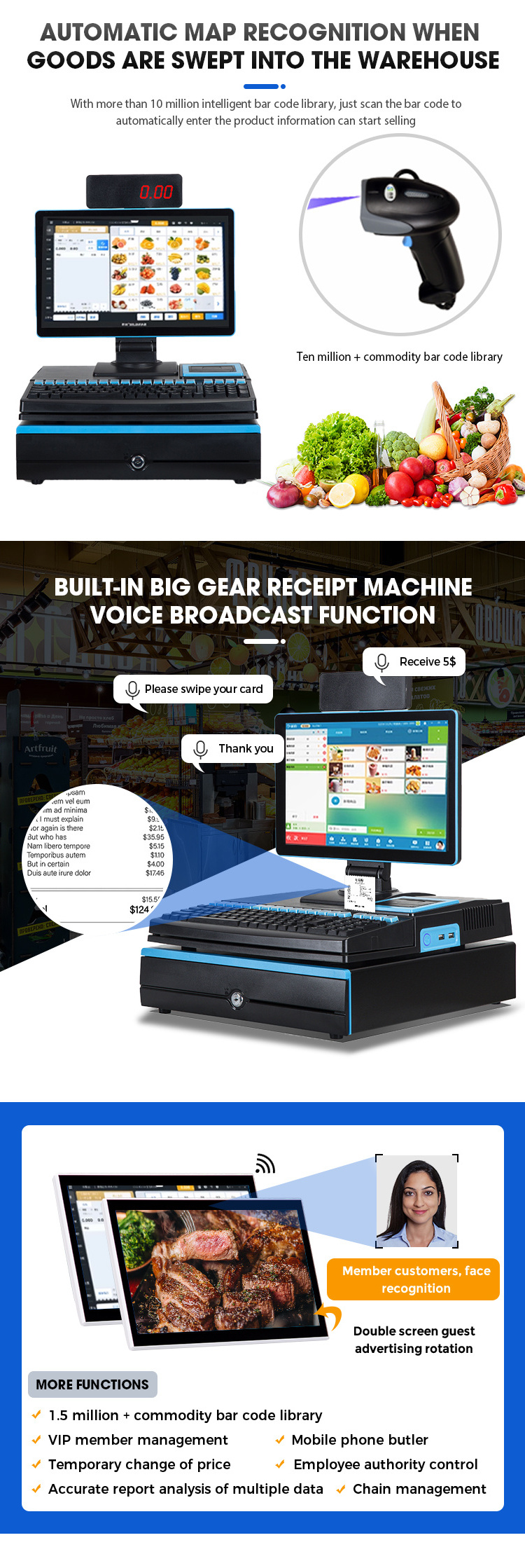 Terminal Cash System Computer Cashier Machine Fiscal Electronic Cash Register Pos Point Of Sale