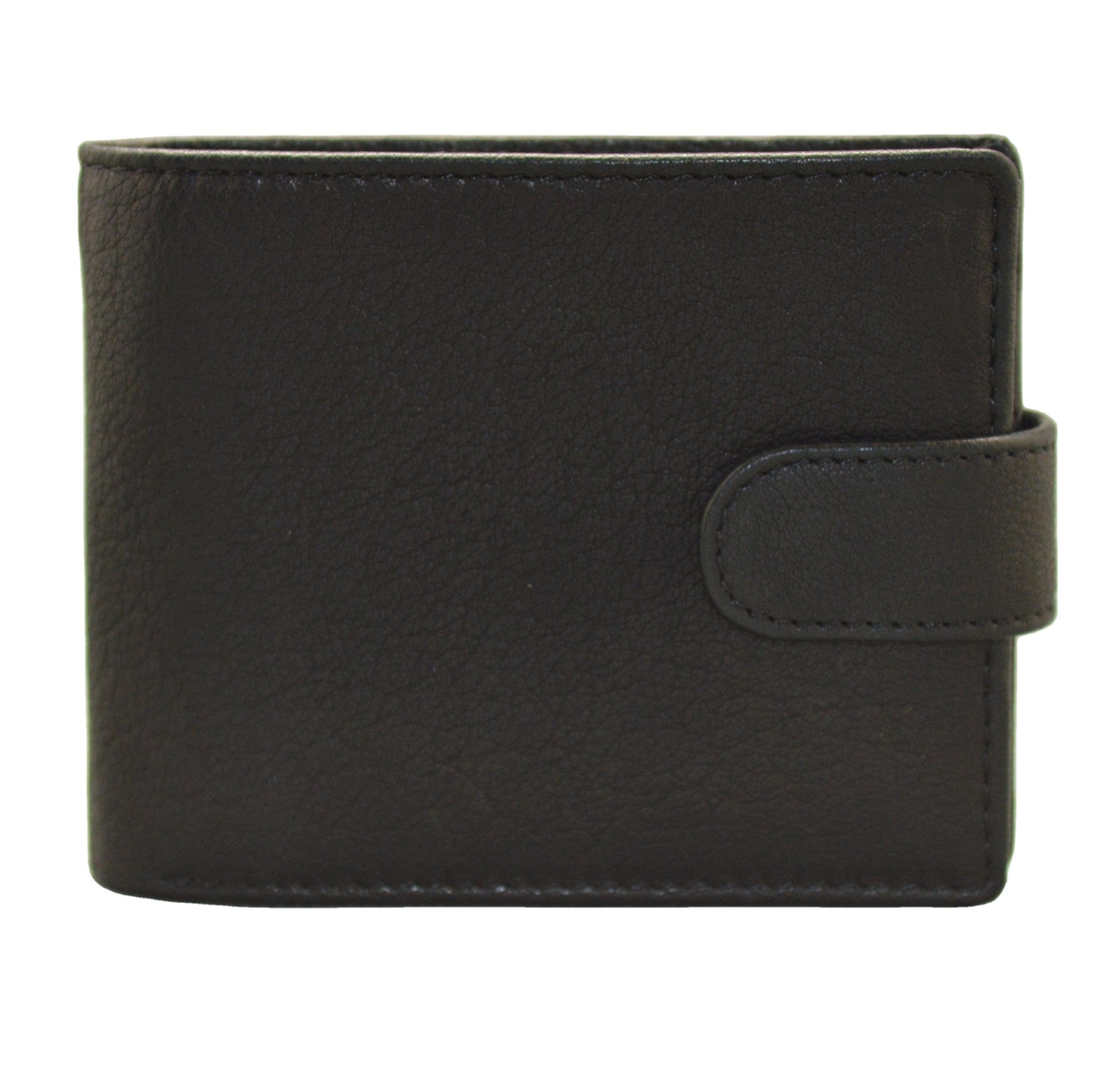 Genuine Leather Top Grain RFID Protected Bifold Wallet For Men Black With Coin Pocket And ID Window