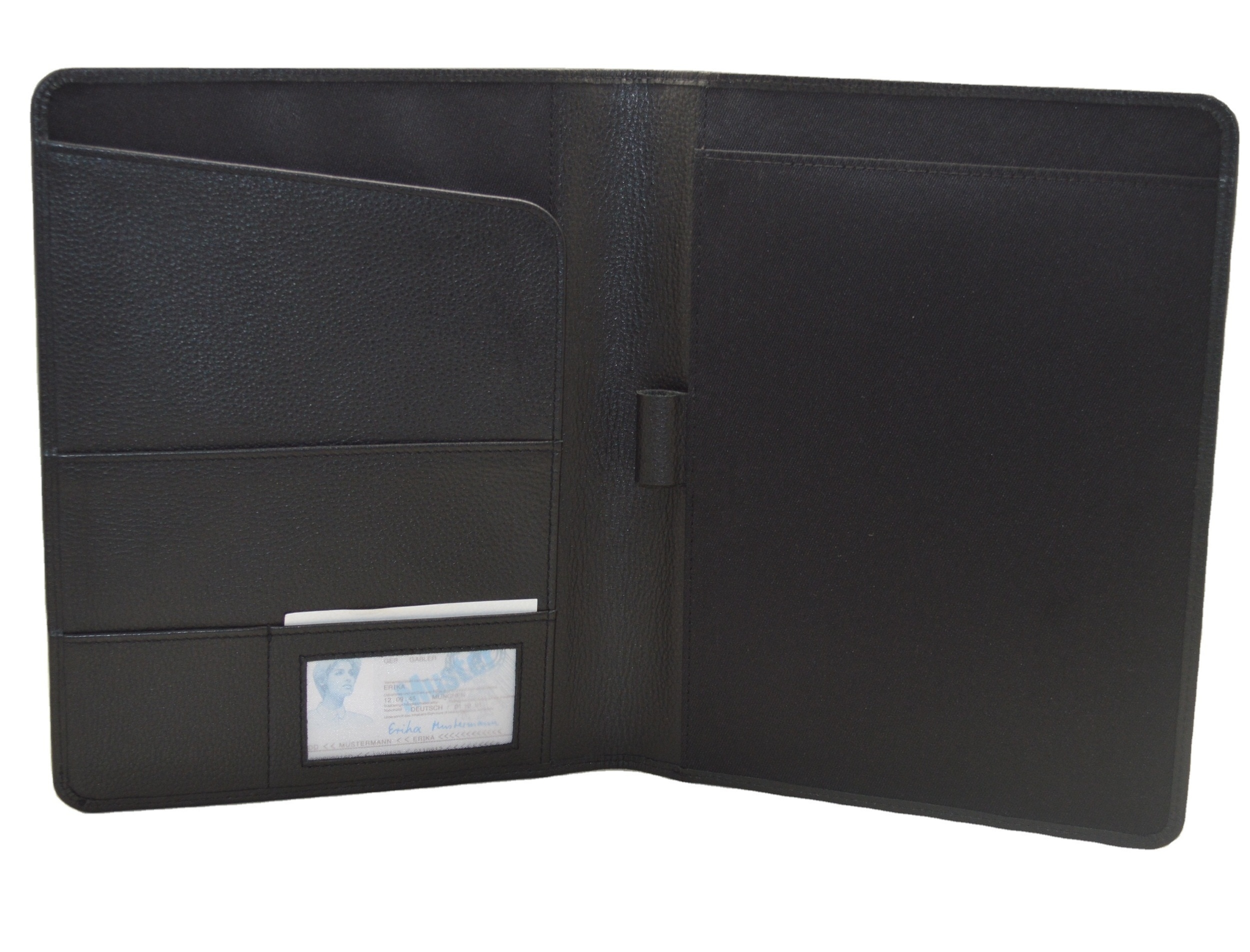 Eco-Friendly File Folder Style Portfolio / Black Leather Portfolio Folder / Leather File Folder With Name Card Holder