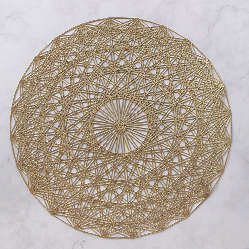 Modern star shaped placemat Round Gold Vinyl Placemats Durable Metallic Pressed PVC Placemat