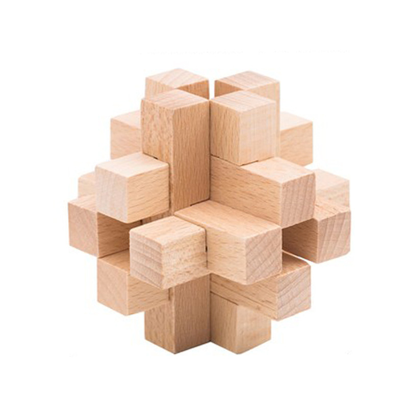 3D wooden puzzle luban kongming lock puzzle set toy brain puzzle cube wooden brain teasers cube block for children adult