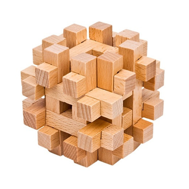 3D wooden puzzle luban kongming lock puzzle set toy brain puzzle cube wooden brain teasers cube block for children adult