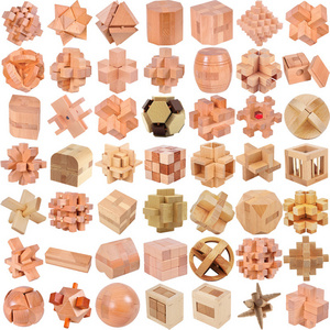 3D wooden puzzle luban kongming lock puzzle set toy brain puzzle cube wooden brain teasers cube block for children adult