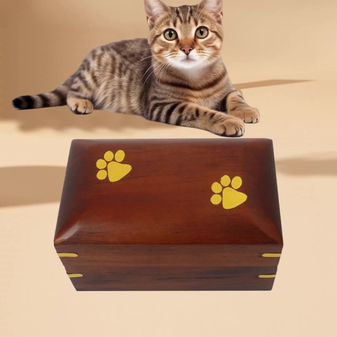 Wooden Small Cremation Pet Urn for Dog and Cat Ashes Box