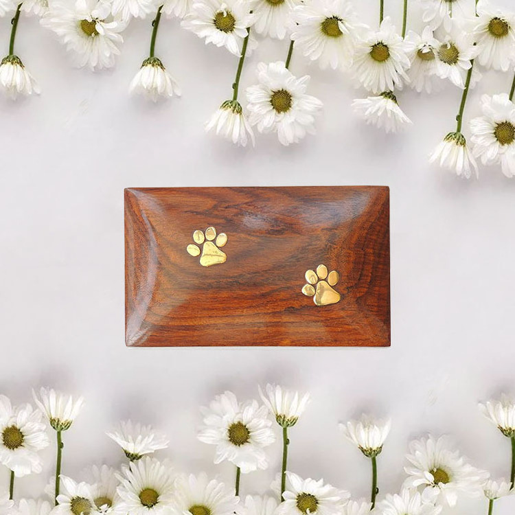 Wooden Small Cremation Pet Urn for Dog and Cat Ashes Box