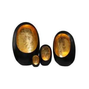 Decorative Egg Shape Candle Holder Handmade tea light Candle Holder blacked coated gold inside candle holder