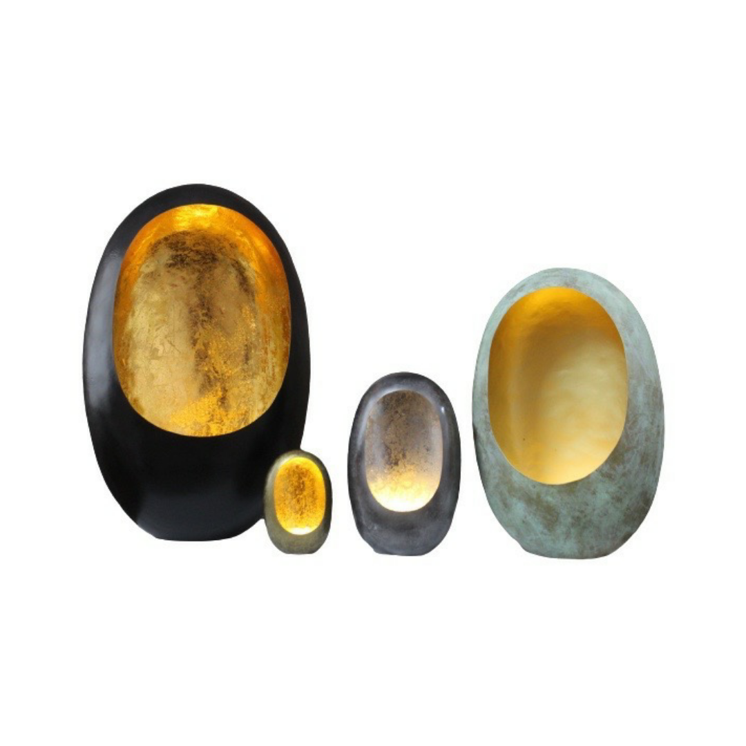 Decorative Egg Shape Candle Holder Handmade tea light Candle Holder blacked coated gold inside candle holder