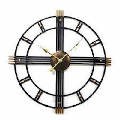 Watch Wall Clock Circular Shape Black Iron Metal Living Room Silent Sleep Quartz Movement Home Decorative Clock