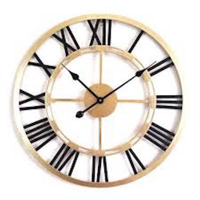 Silent Sweep Quartz Movement Wall Watch Clock Decoration Iron Metal Black & Gold Luxury Home Decorative Clock Gift Clock