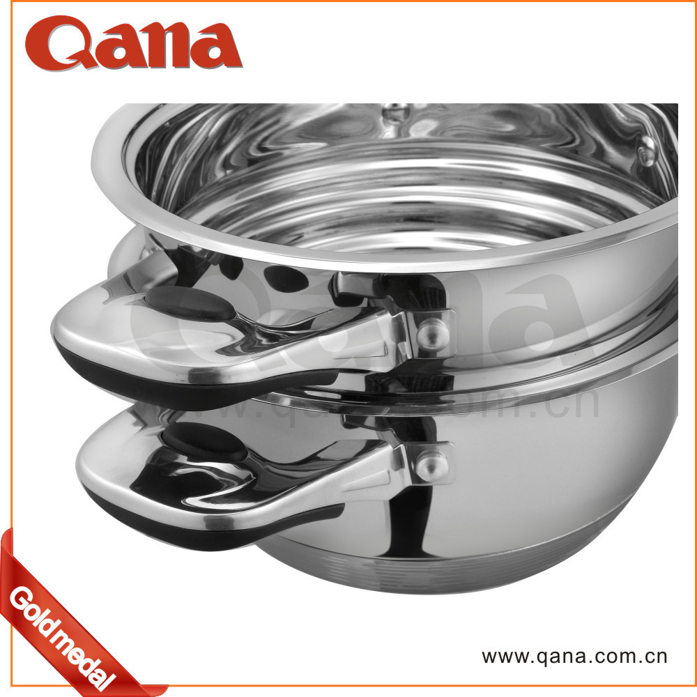 QANA Factory Wholesale OEM Induction cooker surgical steel 14kgs cookware set for Ghana and African market pots and pans