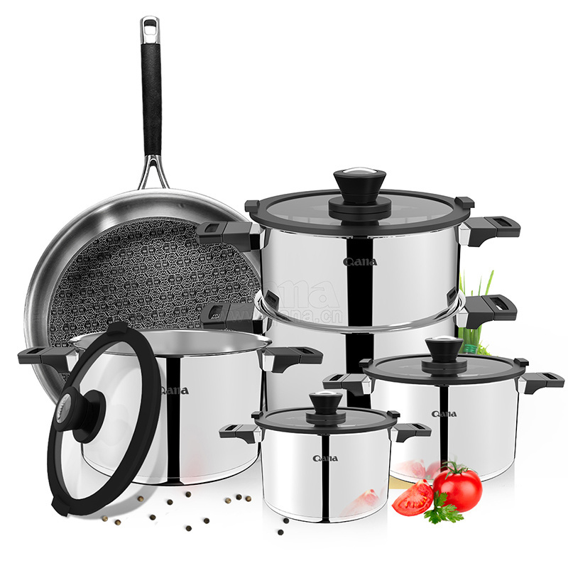 Qana 2023 Hot Selling Stainless Steel Household Micro Cookware Sets  Low Pressure Pressure Cookers