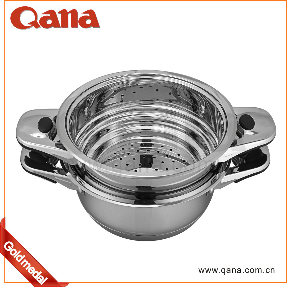 QANA Factory Wholesale OEM Induction cooker surgical steel 14kgs cookware set for Ghana and African market pots and pans