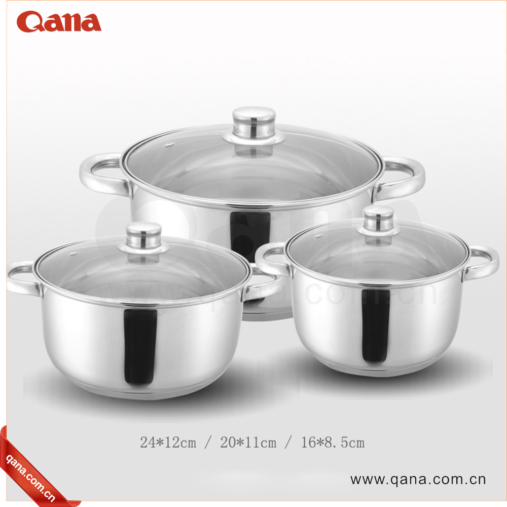 QANA Factory Wholesale OEM stainless steel Germany style induction cookware set cooking pot utensil cast iron pots and pans