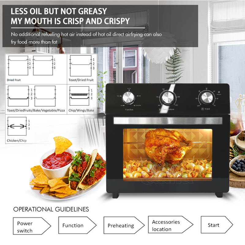 Qana Factory Price 25L Healthy Digit electric oven air fryer Freidora De Aire microwave oven with grill and air fryer