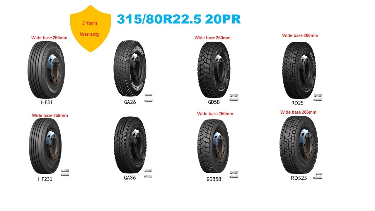 3 Years Warranty ROADONE Wide base heavy duty truck tires 315/80R22.5 315 80 22.5  tyre 385/65R22.5