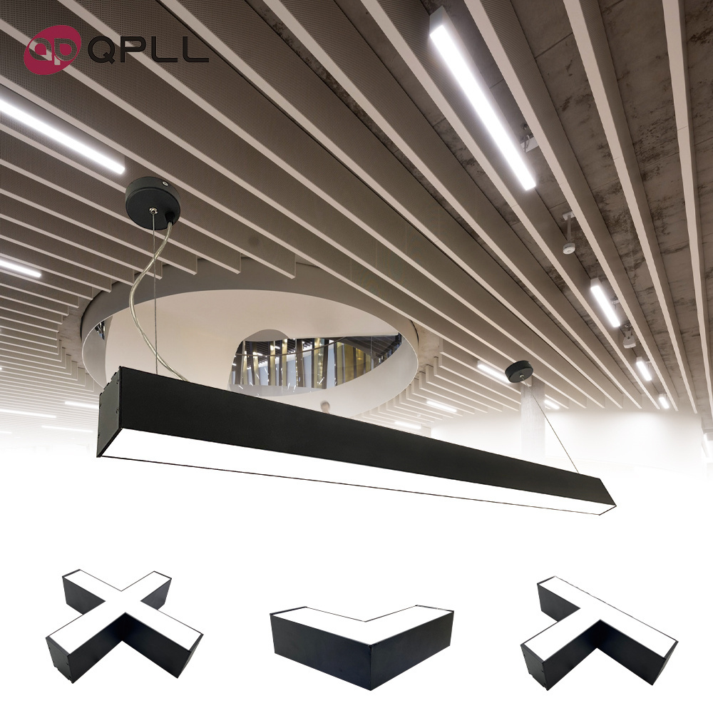 Office modern 2FT 4FT 8FT DALI 0-10V Triac Dimmable LED Suspended pendant linear light for gym workshop classroom