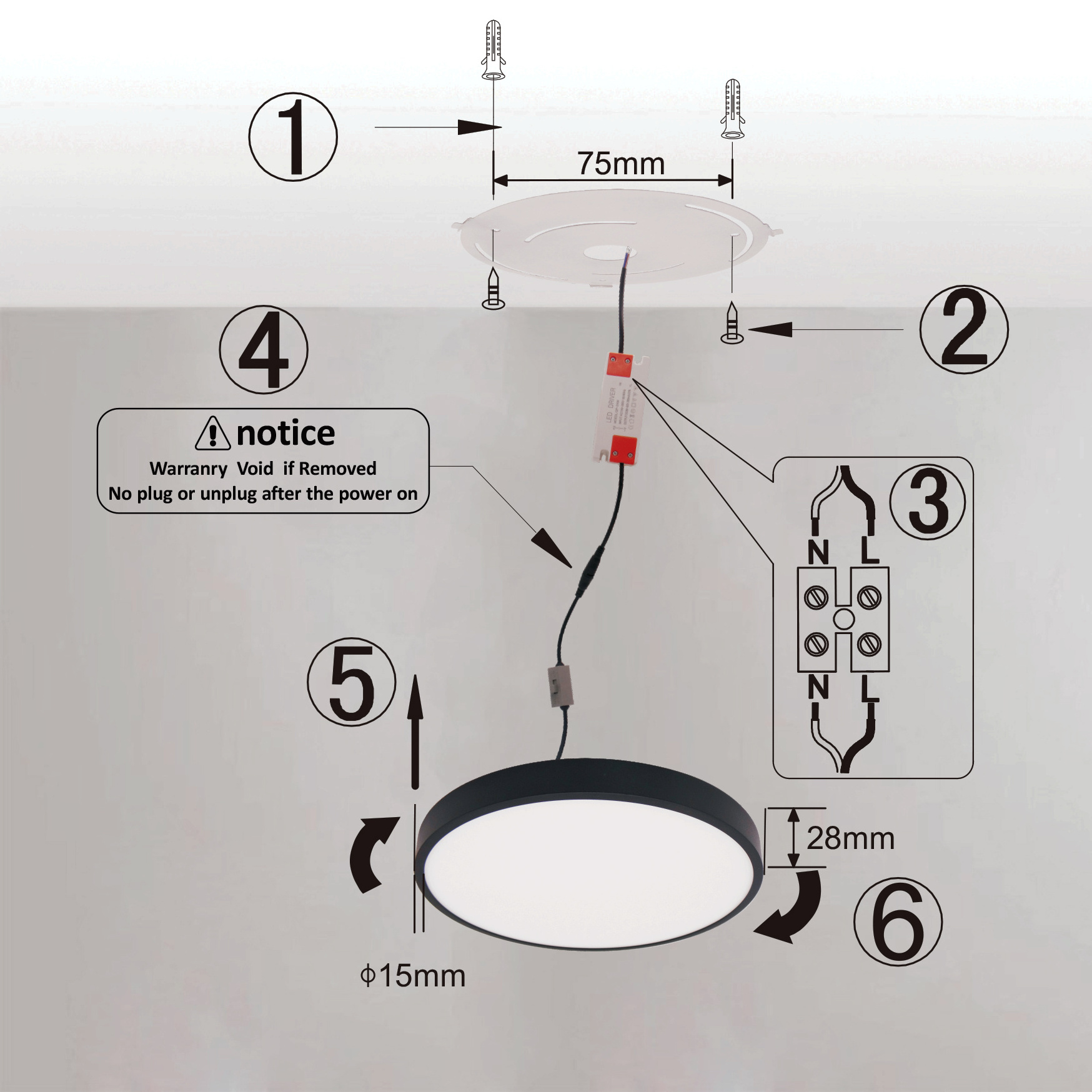 2022 House Lighting 6W 12W 18W 24W Slim LED Ceiling Light Dining Modern Ceiling Lamp