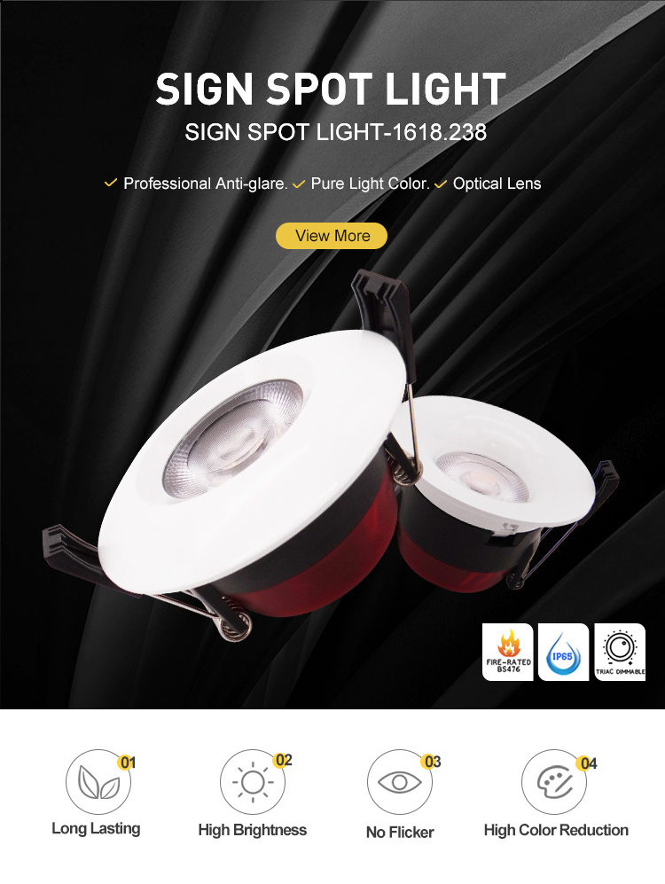 Custom Ip65 Fire Rated Ceiling Recessed COB Spot Light Anti Glare Led Spotlight