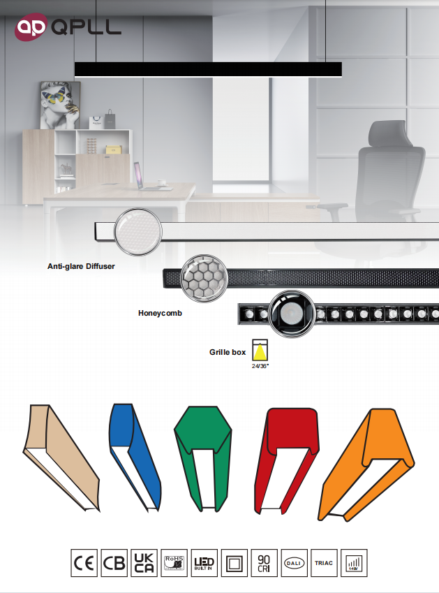 Office modern 2FT 4FT 8FT DALI 0-10V Triac Dimmable LED Suspended pendant linear light for gym workshop classroom