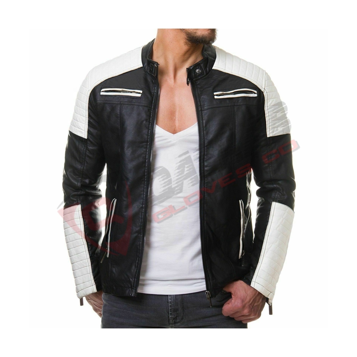 Red-Color Biker Jacket New-Style Men's Custom-Designed Genuine Pu Leather Jacket Fashion Jackets With Striped-Sleeved