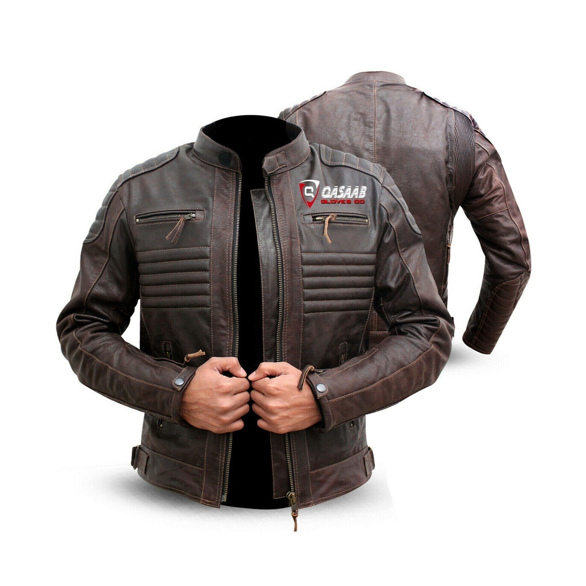 Stylish Stand-Collar Stripes-Motorcycle Riding Racing Summer Parka-Motorbike Leather Jacket