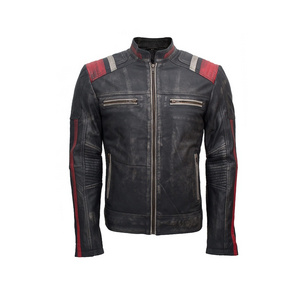 Stylish Stand-Collar Stripes-Motorcycle Riding Racing Summer Parka-Motorbike Leather Jacket