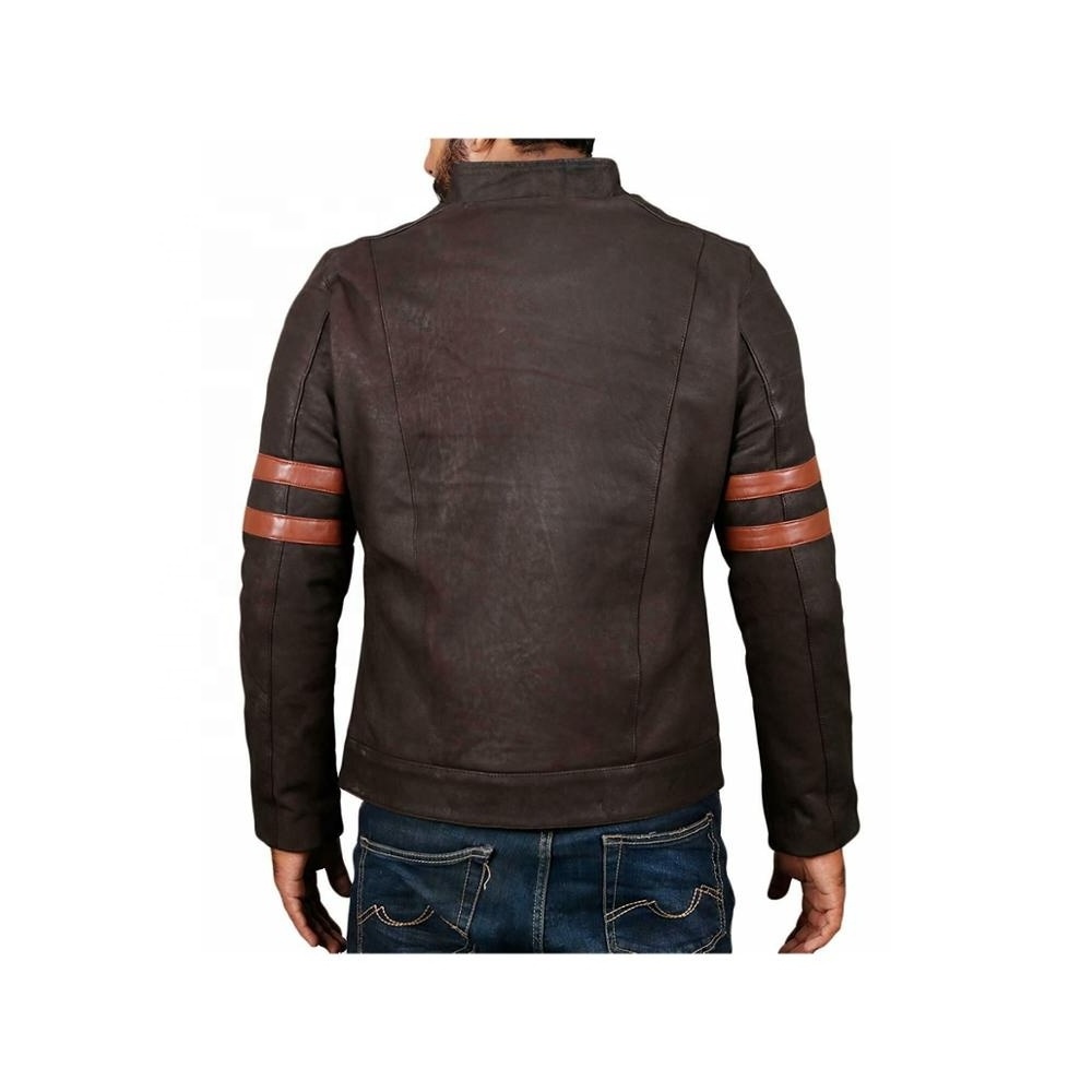 Men's Genuine-Lambskin Leather Fashion Jacket Cow-skin Leather Biker-Style Fashion Jackets