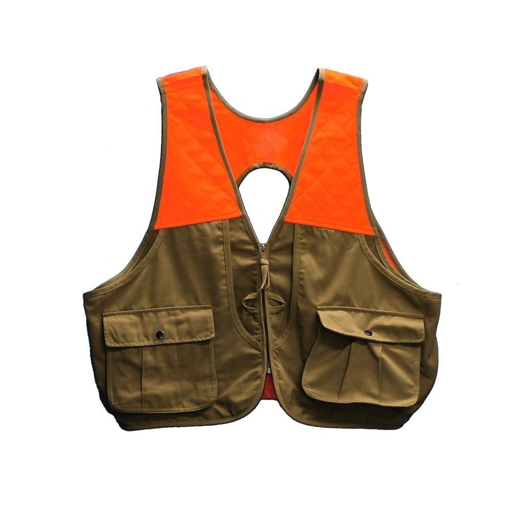 Men's Upland Hunter's Vest Waxed Cotton Custom Orange & Blaze Hunting Vest For Sale