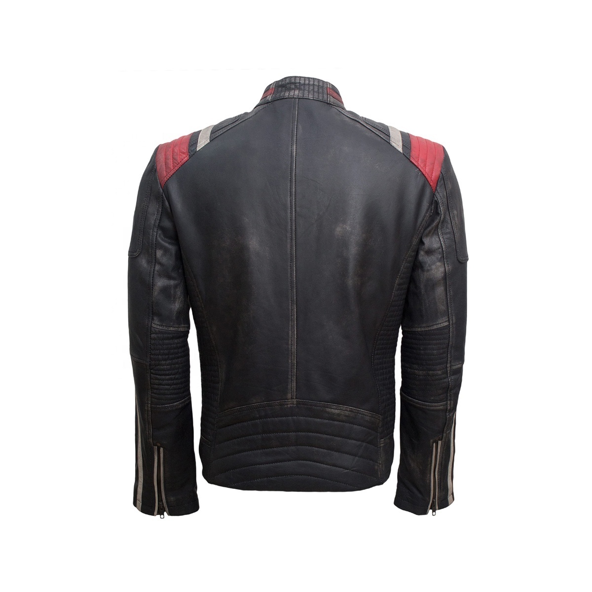 Stylish Stand-Collar Stripes-Motorcycle Riding Racing Summer Parka-Motorbike Leather Jacket