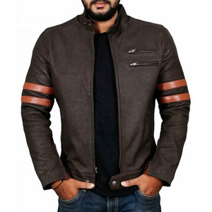 Men's Genuine-Lambskin Leather Fashion Jacket Cow-skin Leather Biker-Style Fashion Jackets