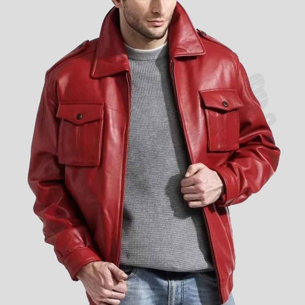 Mens Black-Quilted Red-Stripe Biker Outdoor-Racing Waterproof Fashion Leather Motorcycle Jacket