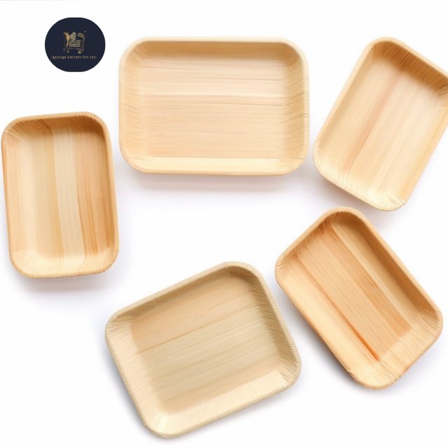 Premium Quality Eco-Friendly Compostable Areca Palm Leaf Bamboo Plates Top Sales Biodegradable Disposable Tableware Set